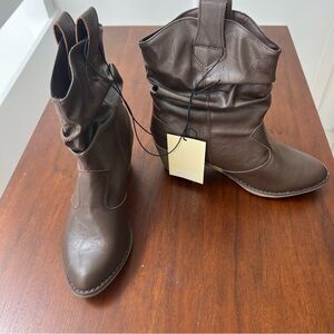 NWT sz 9 Brown Charles Albert Women's Modern Western Cowboy Boot w/ Pull-Up Tabs